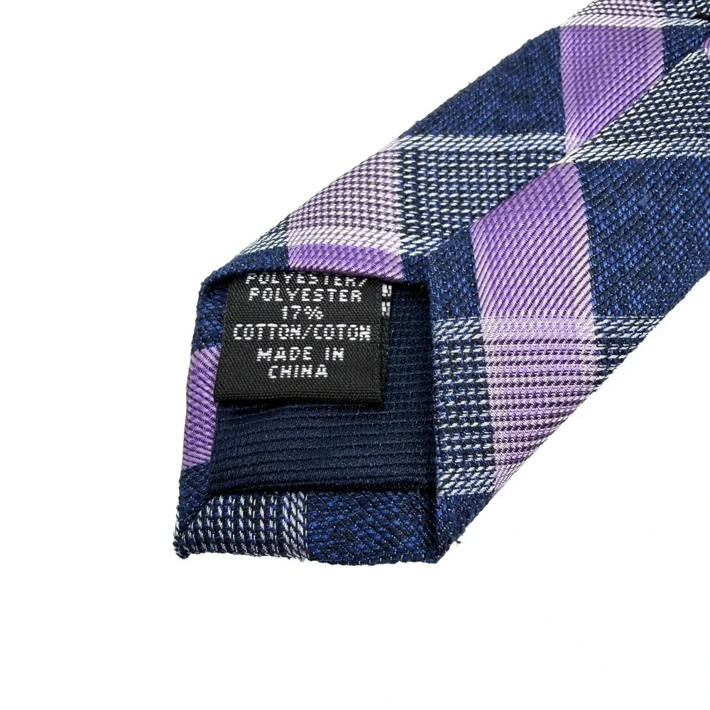Michael Kors Plaid Silk Tie Purple‎ Blue Gray Classic Mens 57.5x3